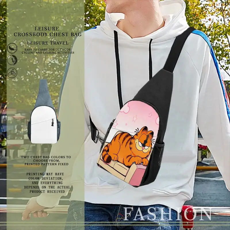 Garfield Theme Chest Bag Daily Commute Backpack Casual Travel Crossbody Bag