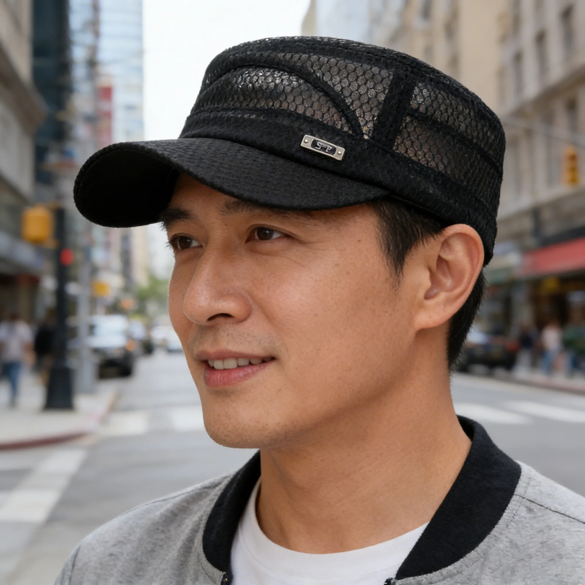 Spring Summer Anti-UV Baseball Cap Breathable Casual Flat Top Cap Outdoor Adjustable Sun Hat Men thumbnail 4