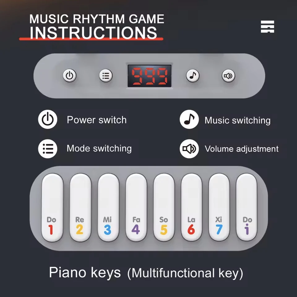 Electronic Music Rhythm Puzzle Game Machine Light up Sensory Fast Push Organ Montessori Educational Travel Toy thumbnail 6