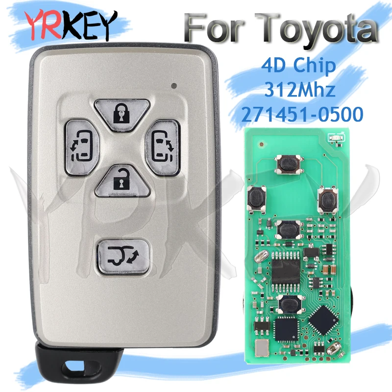 5 buttons Car Remote Control Key Fob for Toyota Estima Vellfire Alphard 4D Chip 312MHz FSK Car Smart Keys Board 271451-0500