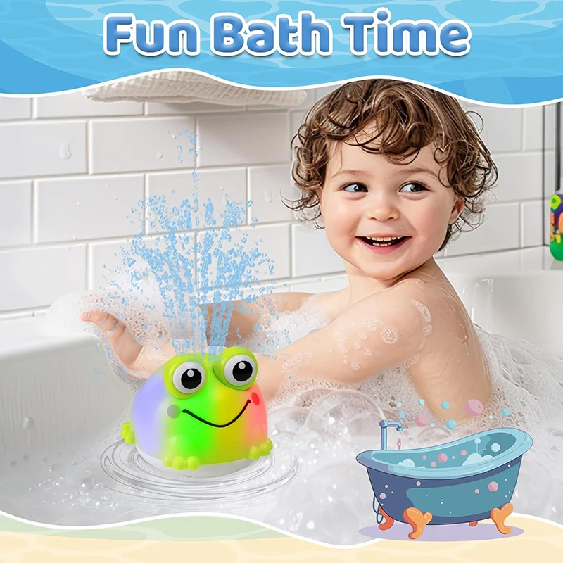 Baby Bath Toys Toddler Bath Toys for Kids Light Up Frog Bath Toys Sprinkler Pool Water Table Infant Toys Bathtub Fountain Toys thumbnail 4