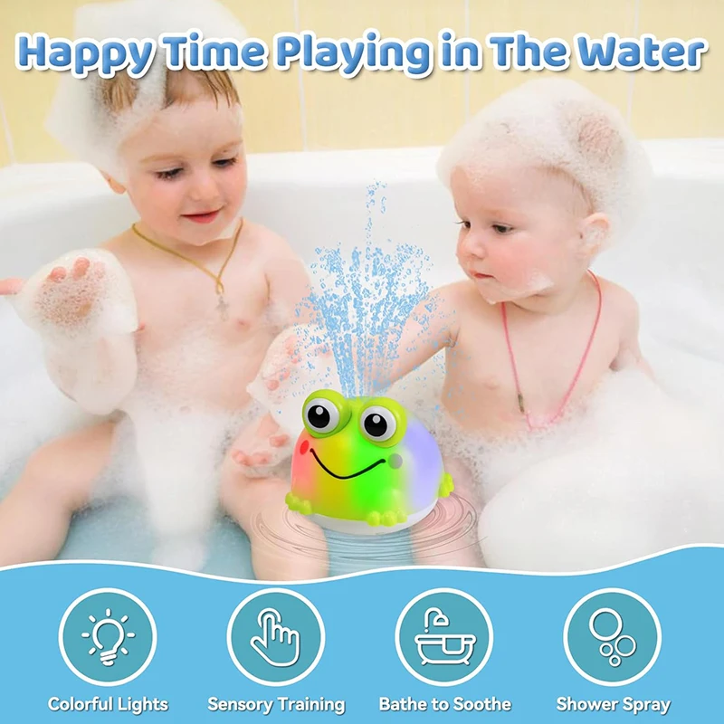 Baby Bath Toys Toddler Bath Toys for Kids Light Up Frog Bath Toys Sprinkler Pool Water Table Infant Toys Bathtub Fountain Toys thumbnail 3