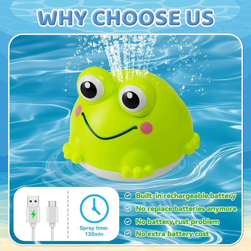 Baby Bath Toys Toddler Bath Toys for Kids Light Up Frog Bath Toys Sprinkler Pool Water Table Infant Toys Bathtub Fountain Toys thumbnail 2
