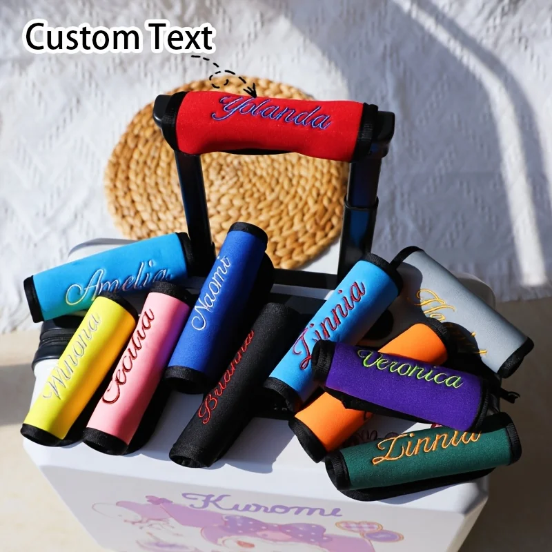 Customized Name Luggage Handle Protector Cover Children Stroller Grip Protective Sleeve Bag Accessories Pure Color Handle Cover thumbnail 2