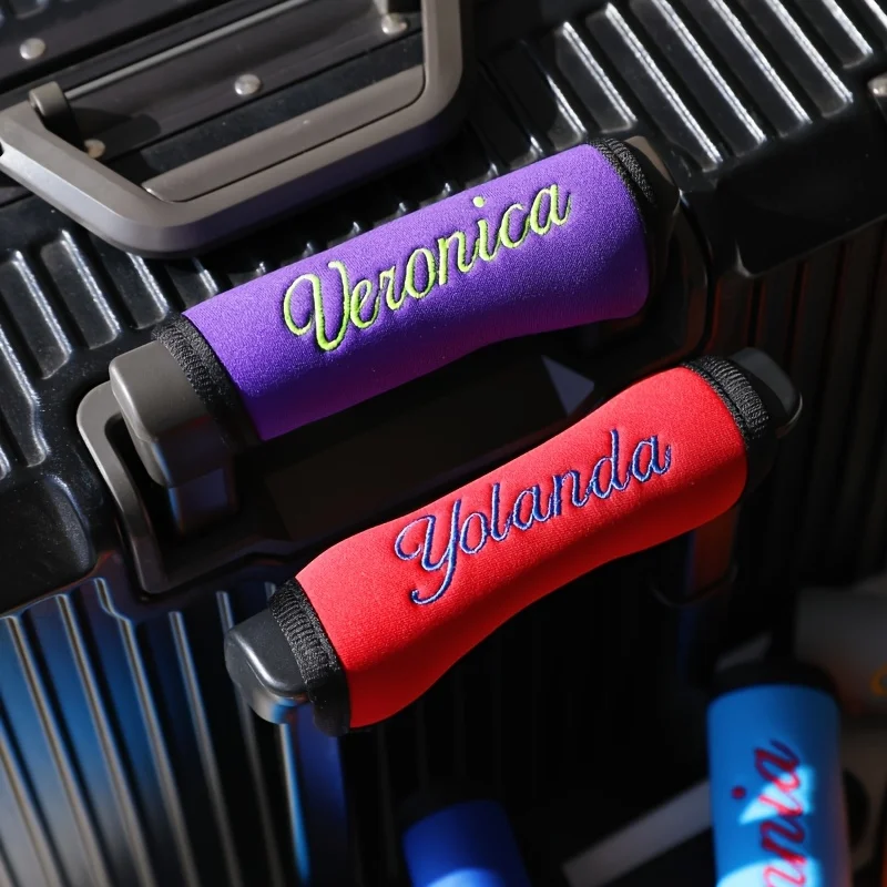 Customized Name Luggage Handle Protector Cover Children Stroller Grip Protective Sleeve Bag Accessories Pure Color Handle Cover thumbnail 3