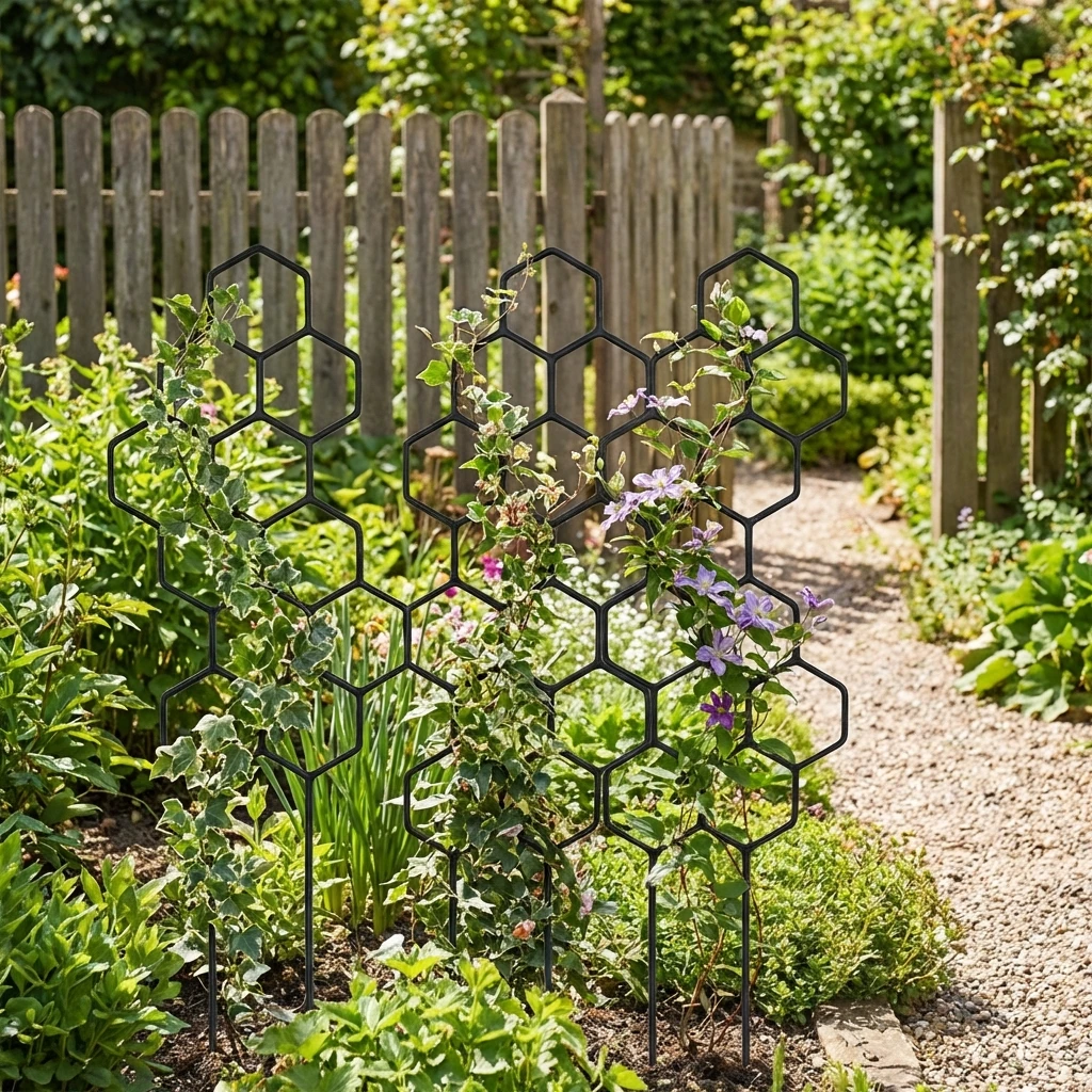 2pcsHoneycomb Design Plant Trellis, Rustproof Plastic Support for Potted Vines and Flowers, Indoor Outdoor Garden Climbing Frame thumbnail 3
