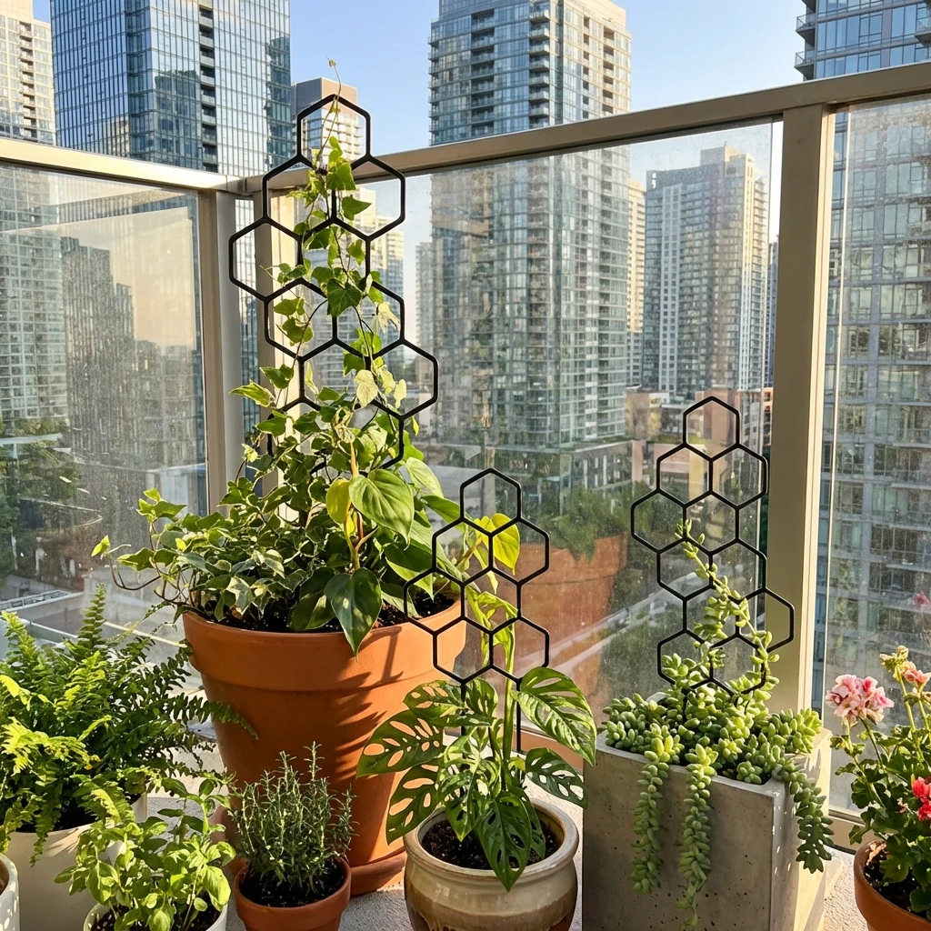2pcsHoneycomb Design Plant Trellis, Rustproof Plastic Support for Potted Vines and Flowers, Indoor Outdoor Garden Climbing Frame thumbnail 4