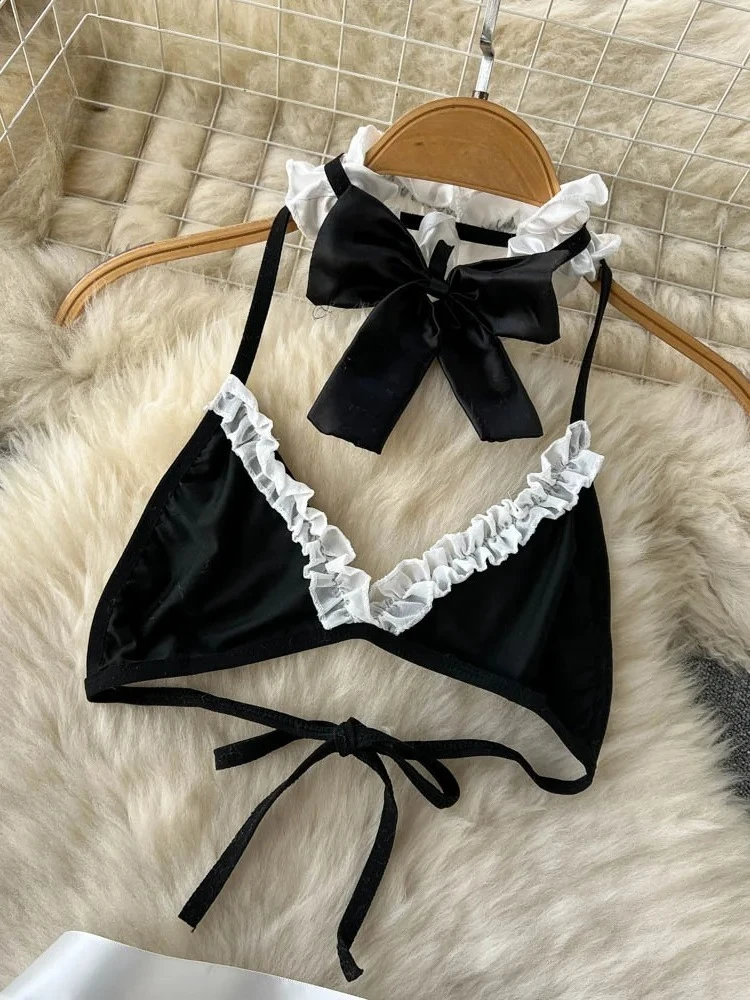 Women's Sexy Bow Lace-Up Sensual Dress Set Fashion Uniform - Trendy Comfortable Dress Ensemble for Adults New thumbnail 4