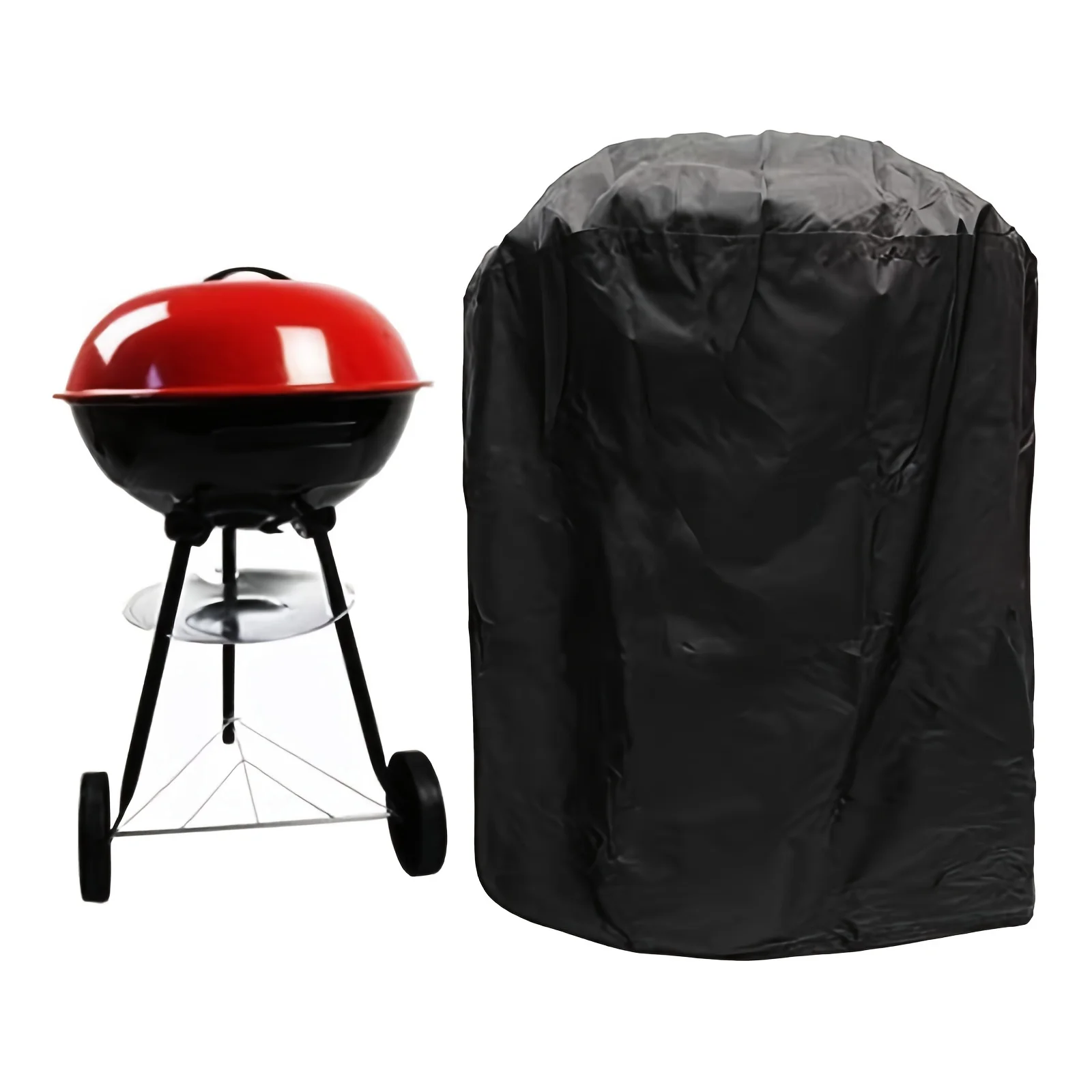 Round BBQ Grill Cover, Universal Outdoor Heavy Duty Windproof Tear Resistant Waterproof Barbecue Protector, Only Cover