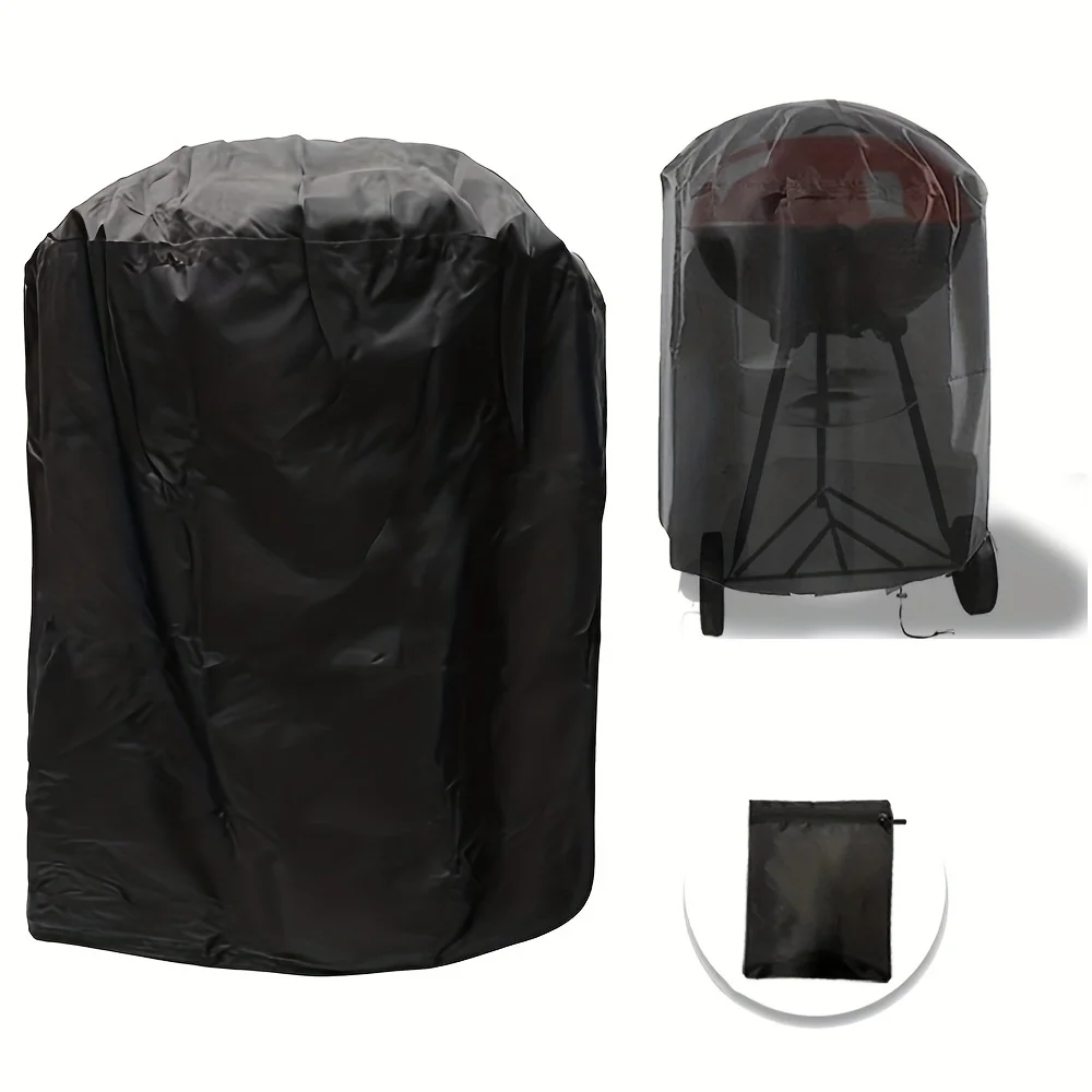 Round BBQ Grill Cover, Universal Outdoor Heavy Duty Windproof Tear Resistant Waterproof Barbecue Protector, Only Cover thumbnail 2