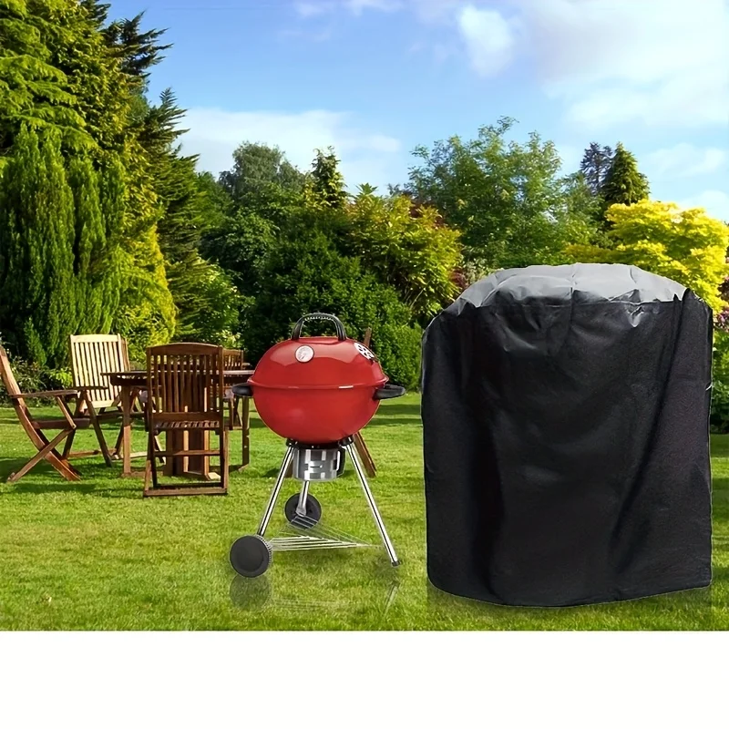 Round BBQ Grill Cover, Universal Outdoor Heavy Duty Windproof Tear Resistant Waterproof Barbecue Protector, Only Cover thumbnail 3