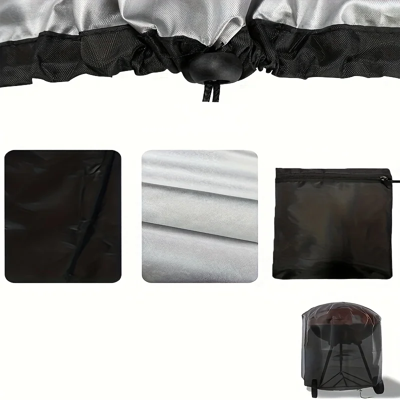 Round BBQ Grill Cover, Universal Outdoor Heavy Duty Windproof Tear Resistant Waterproof Barbecue Protector, Only Cover thumbnail 5