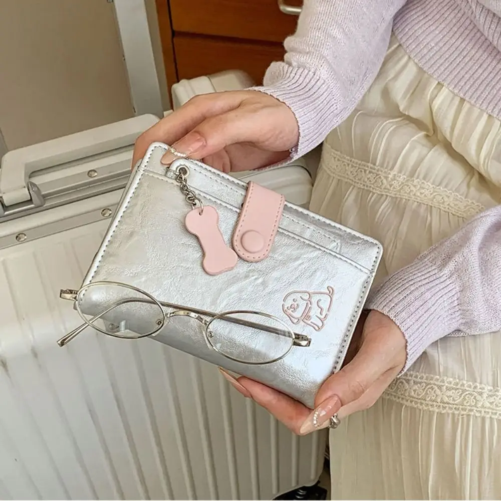 Card Holder PU Passport Bag Purse Cute Puppy Passport Clip Multifunctional Ticket Holder Travel Wallet Travel Accessories