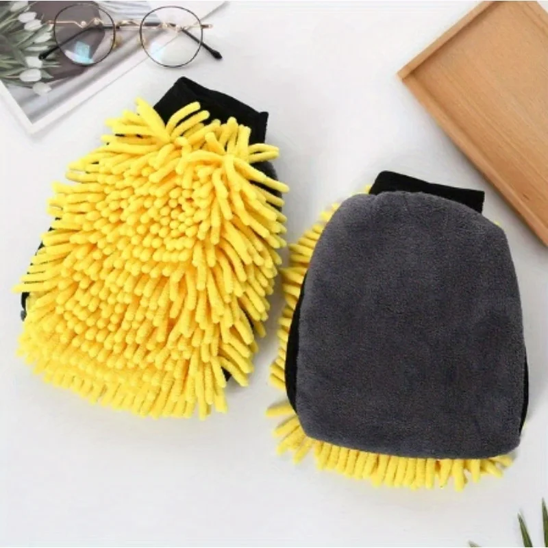 Chenier ultra-fine fiber car wash gloves, thickened car wash gloves, car wash tools, household kitchen plush gloves tools