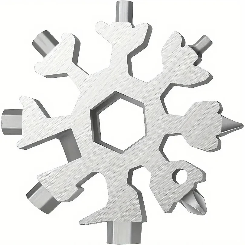 3 Snowflake Multifunctional Tool, Stainless Steel Bottle Opener, Screwdriver Wrench, Essential Christmas Camping Artifact