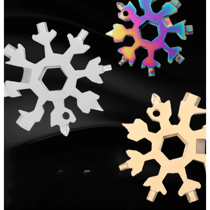3 Snowflake Multifunctional Tool, Stainless Steel Bottle Opener, Screwdriver Wrench, Essential Christmas Camping Artifact thumbnail 5