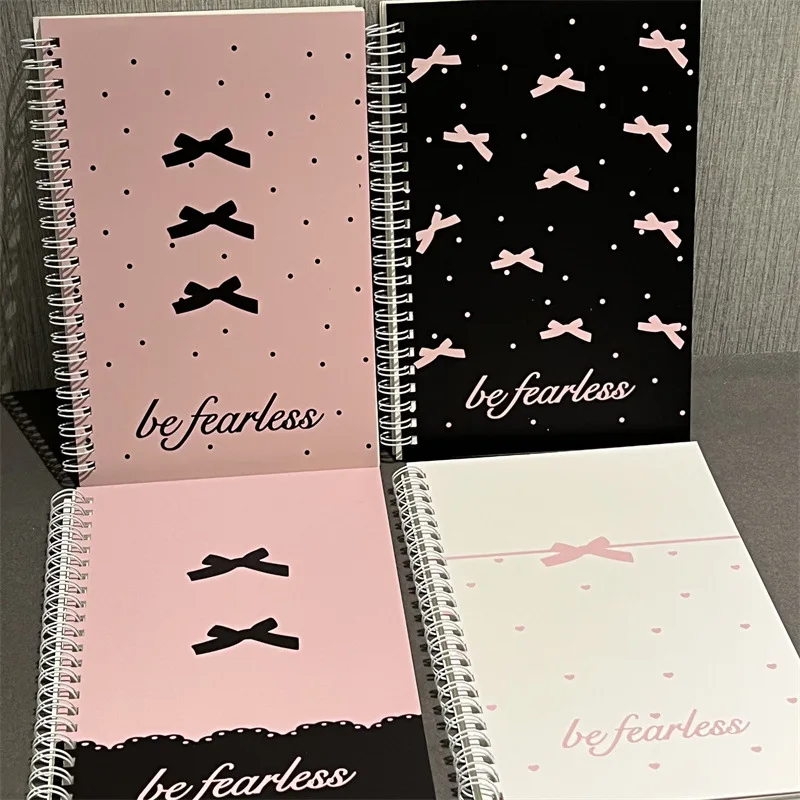 1PC A5 Pink Bow Coil Notebook 50 Sheets Lined Paper Notepad Student Journal Diary Notebook Aesthetic Stationery School Supplies thumbnail 2