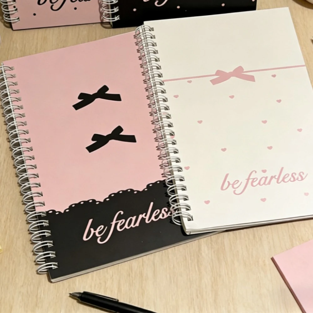 1PC A5 Pink Bow Coil Notebook 50 Sheets Lined Paper Notepad Student Journal Diary Notebook Aesthetic Stationery School Supplies thumbnail 5
