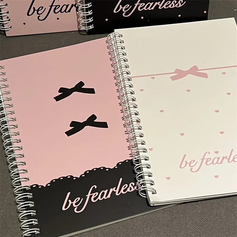 1PC A5 Pink Bow Coil Notebook 50 Sheets Lined Paper Notepad Student Journal Diary Notebook Aesthetic Stationery School Supplies thumbnail 4