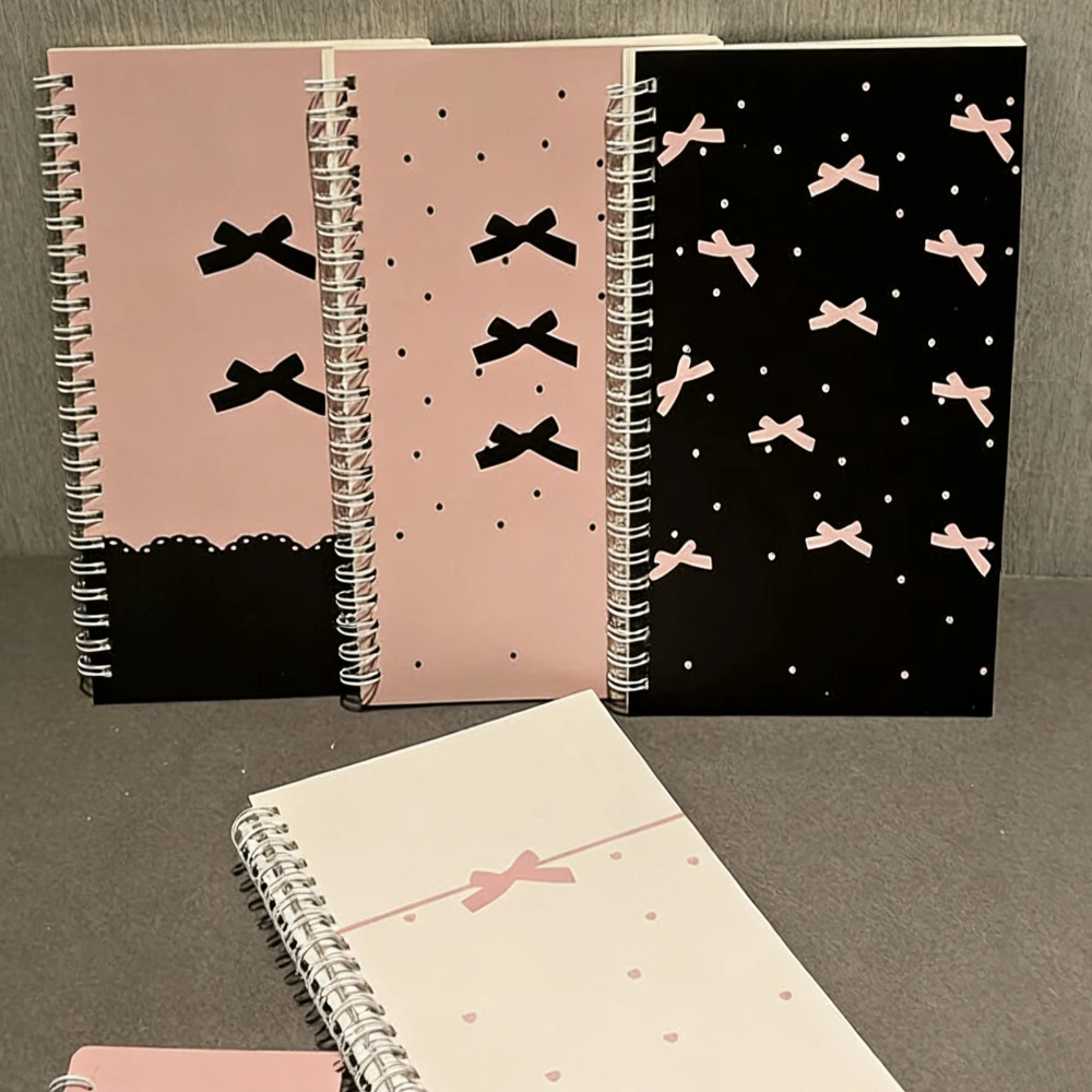 1PC A5 Pink Bow Coil Notebook 50 Sheets Lined Paper Notepad Student Journal Diary Notebook Aesthetic Stationery School Supplies thumbnail 3