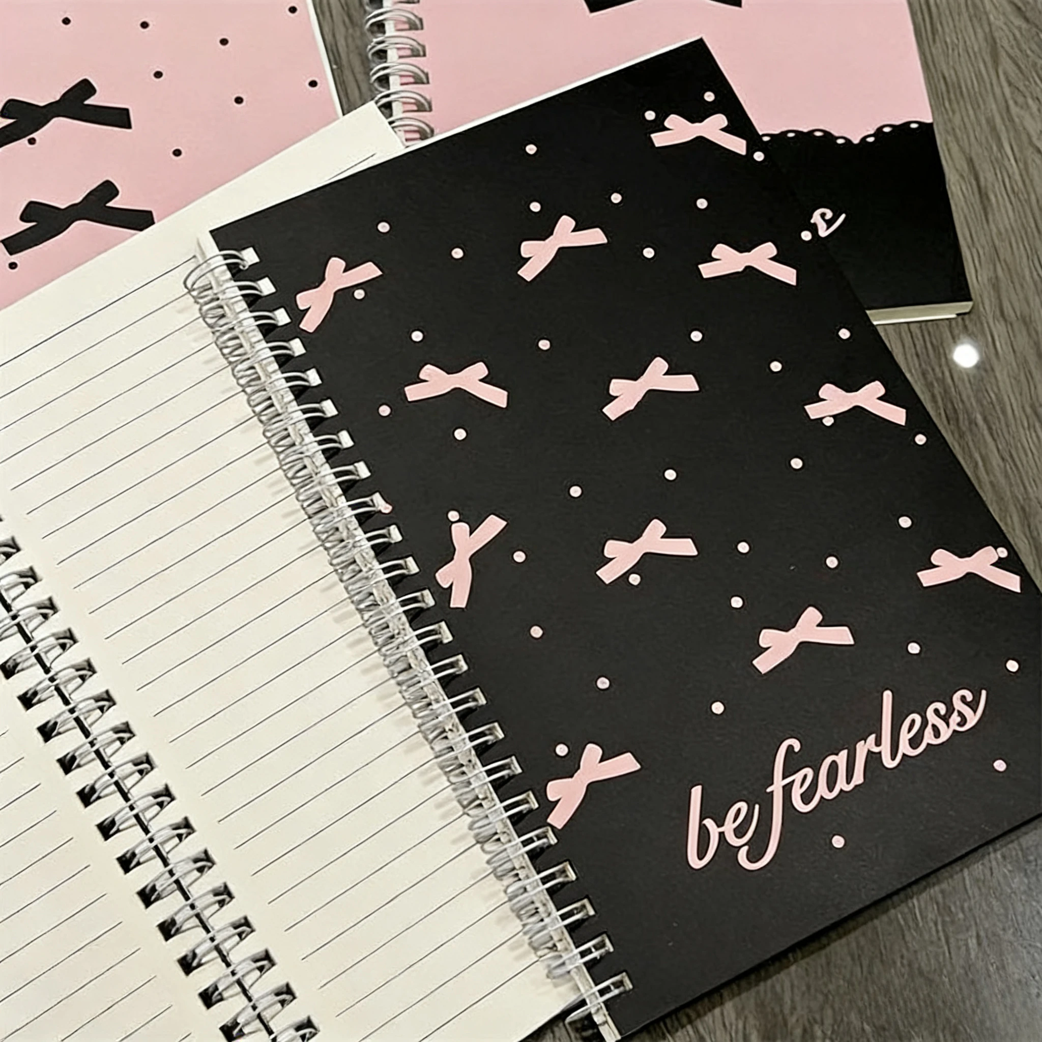 1PC A5 Pink Bow Coil Notebook 50 Sheets Lined Paper Notepad Student Journal Diary Notebook Aesthetic Stationery School Supplies thumbnail 6