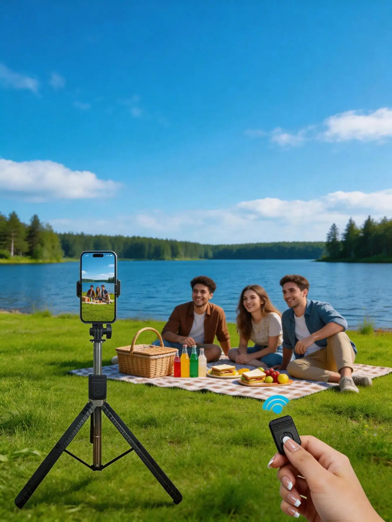 1700mm Extendable Selfie Stick Tripod with Bluetooth Remote, Foldable Phone Monopod for Stable Live Streaming & Vlogging thumbnail 2
