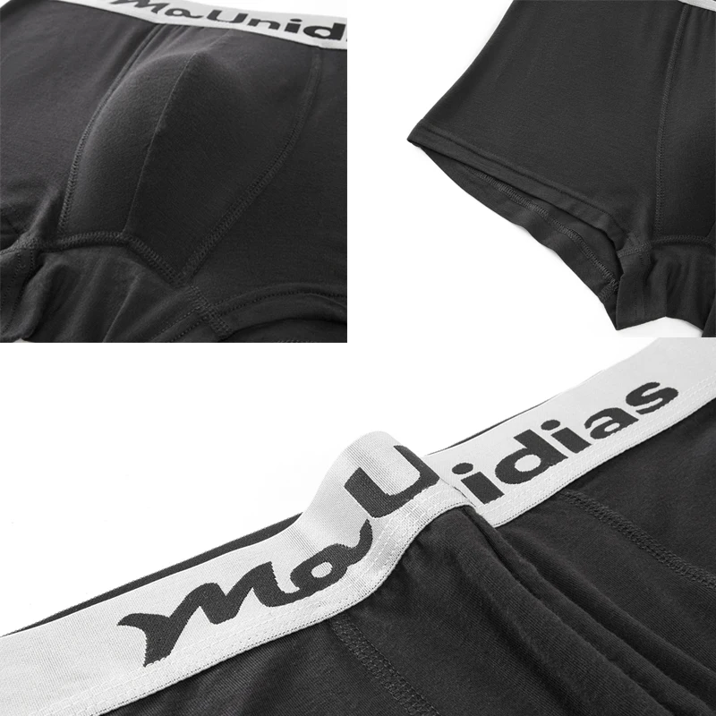 3 Pieces Bamboo Fiber Men's Panties Letter Waistband Boxer Briefs Solid Color Boxers Underwear For Man Classic Men Underpants thumbnail 4