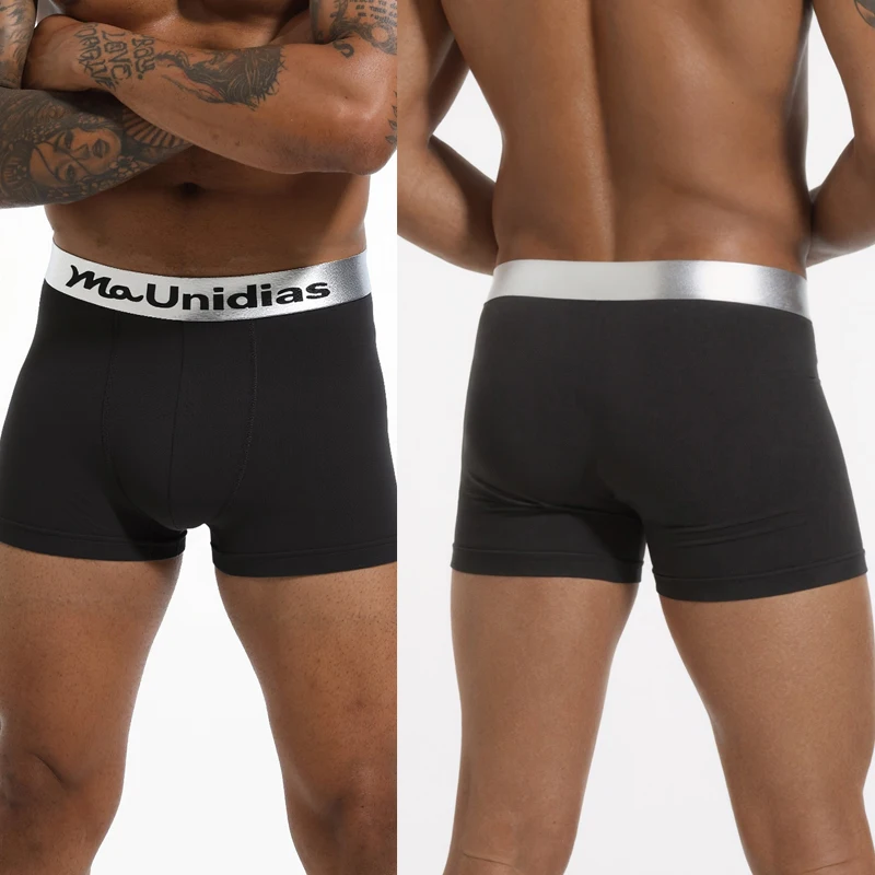 3 Pieces Bamboo Fiber Men's Panties Letter Waistband Boxer Briefs Solid Color Boxers Underwear For Man Classic Men Underpants thumbnail 3