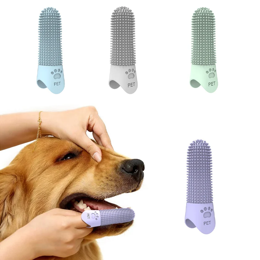 1/2Pcs Soft Silicone Dog Toothbrush 360° Finger Toothbrush for Dogs Cats Durable Pet Finger Brush Tooth Cleaning Tool
