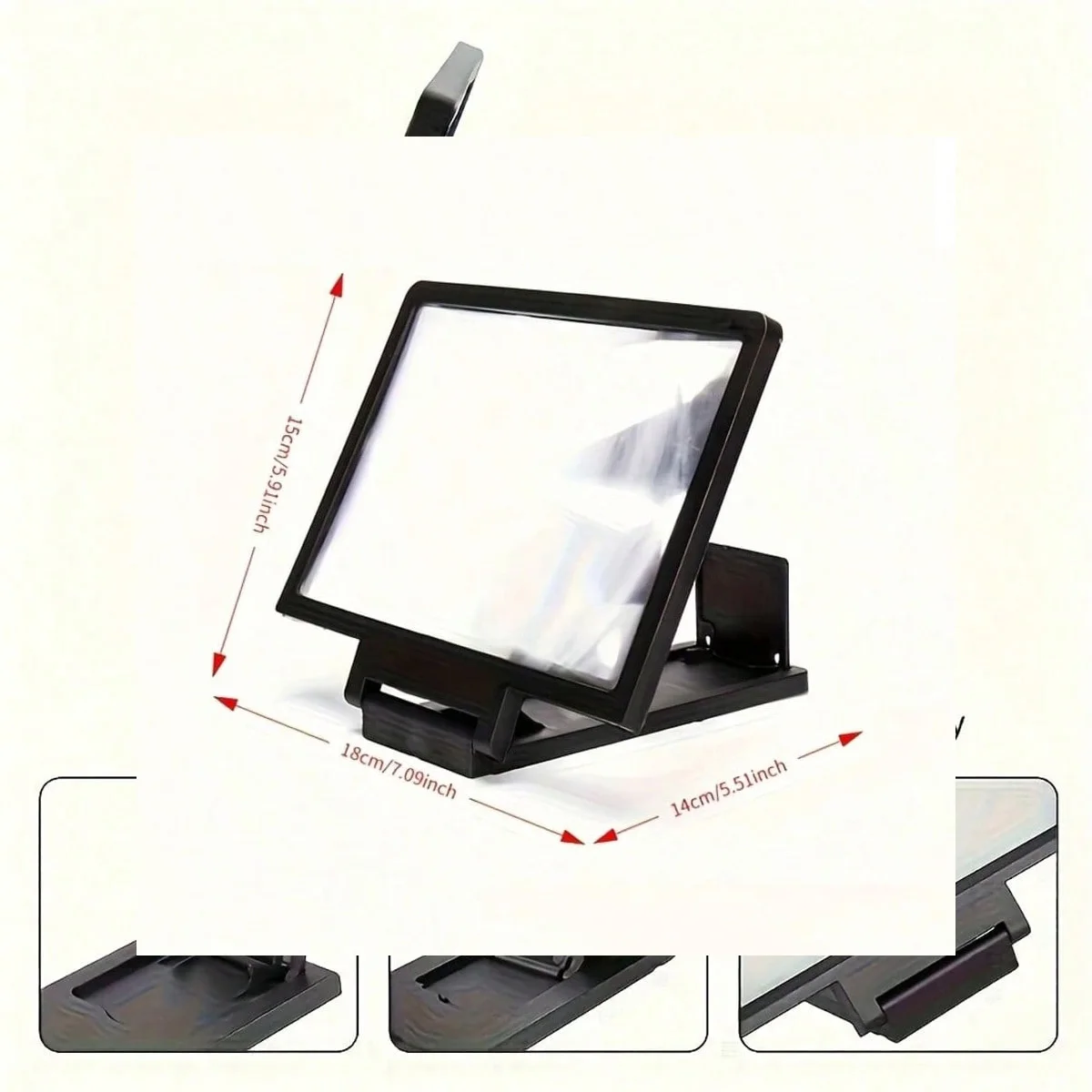 3D Mobile Screen Amplifier - Dual Screen HD Amplifier with Portable Hands Free Stand, Suitable for Smartphones/Tablets, Can Ampl thumbnail 3