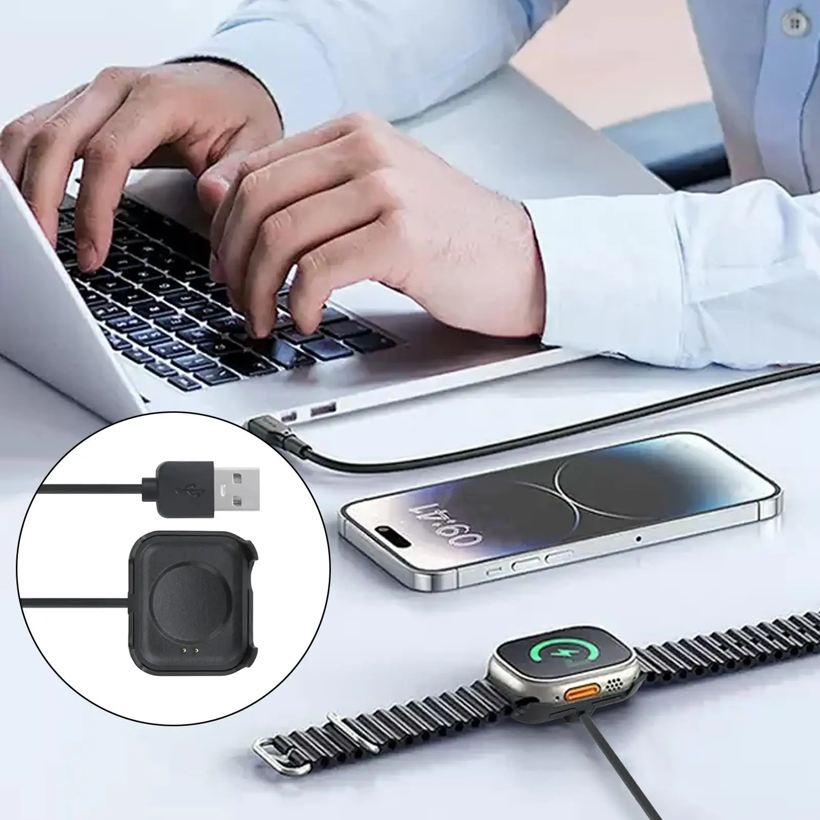 50cm Smart Watch Magnetic Charger Smartwatch Charging Cable USB Chargeable Adapter portable Stable seat charger For Smartwatch thumbnail 3