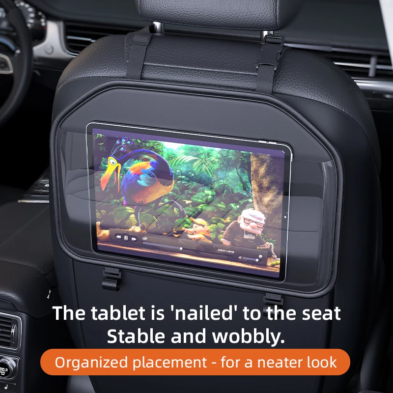 Universal Car Seat Back Organizer Bag -  Storage Pocket with Clear, Hook-and-Loop and Hooks for Auto Interior Organization thumbnail 2