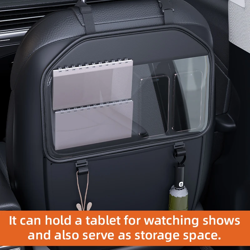 Universal Car Seat Back Organizer Bag -  Storage Pocket with Clear, Hook-and-Loop and Hooks for Auto Interior Organization thumbnail 3