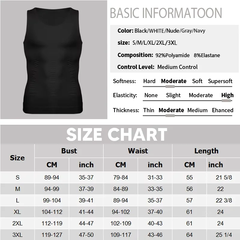 Men's Compression Body Shaper Vest Slimming Tank Top Waist Trainer Belly Control Undershirt Shapewear Sleeveless Soft Shirt thumbnail 6