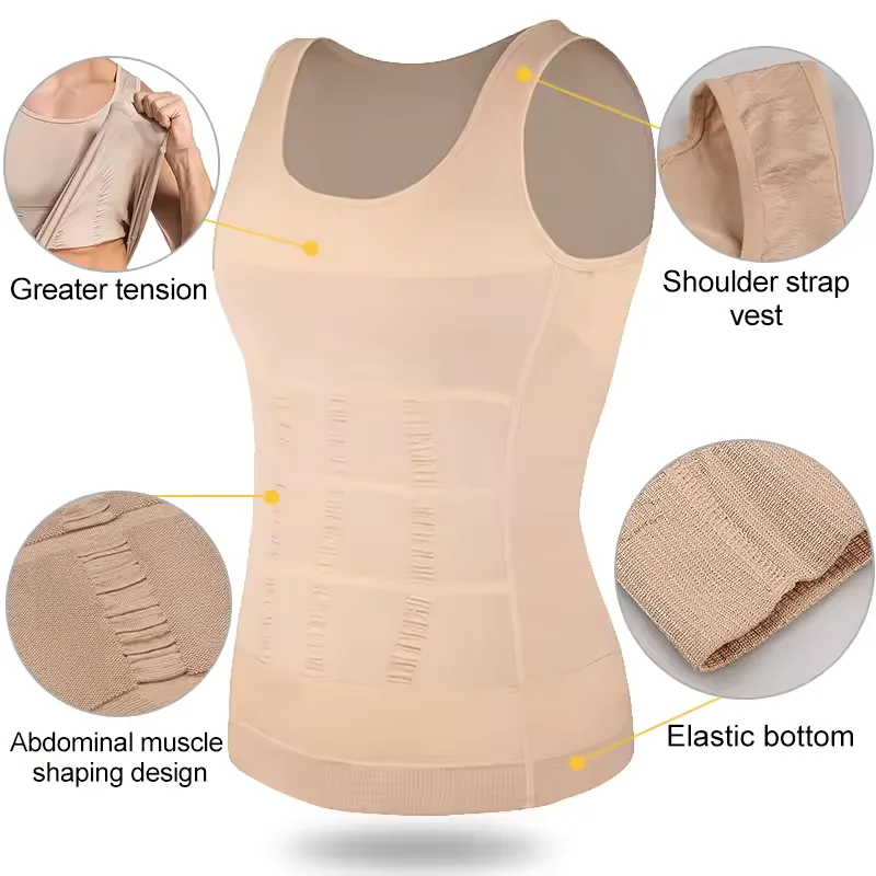 Men's Compression Body Shaper Vest Slimming Tank Top Waist Trainer Belly Control Undershirt Shapewear Sleeveless Soft Shirt thumbnail 2