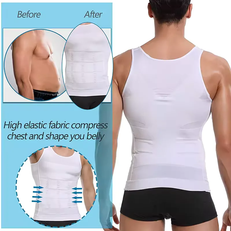 Men's Compression Body Shaper Vest Slimming Tank Top Waist Trainer Belly Control Undershirt Shapewear Sleeveless Soft Shirt thumbnail 3