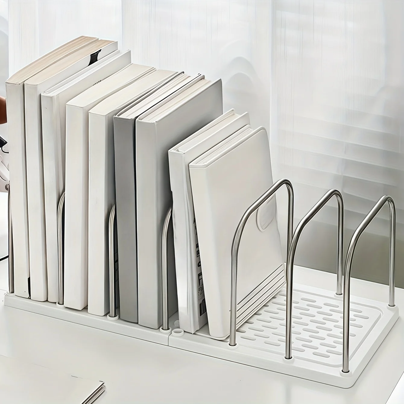 1PCS Modern minimalist office desktop storage rack, divided vertical small book stand, suitable for storing files, books, etc. thumbnail 3