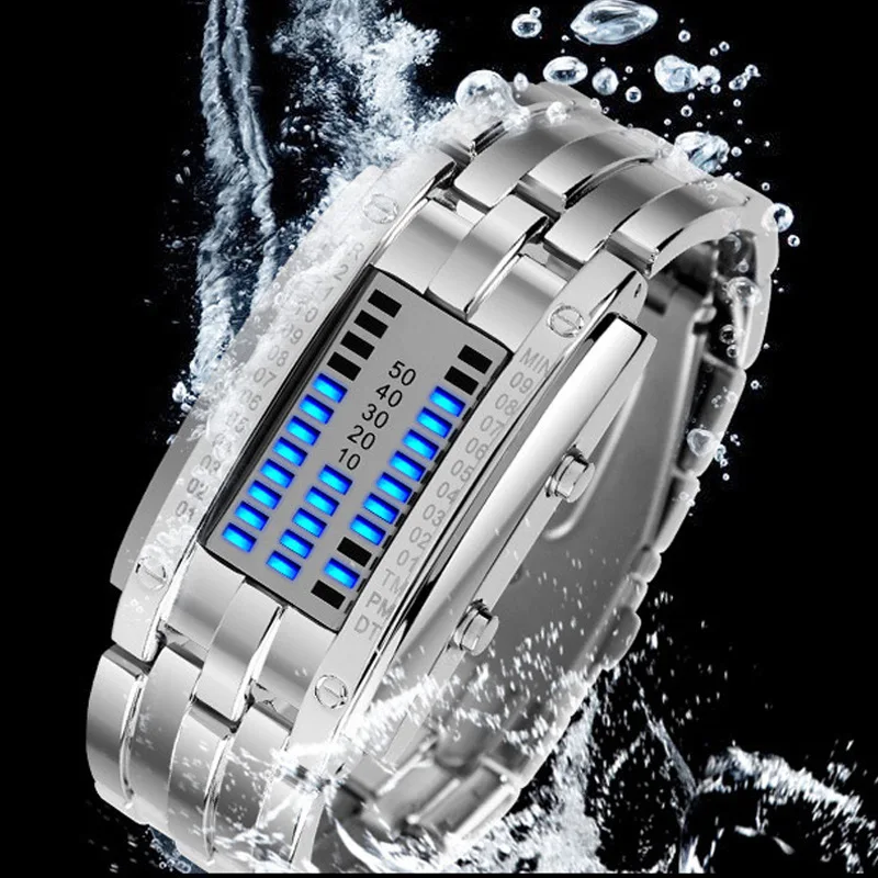 Korean-Style Trendy Led Iron Man Dual-Line Binary Fashion Student Couple Personalized Electronic Watch thumbnail 2