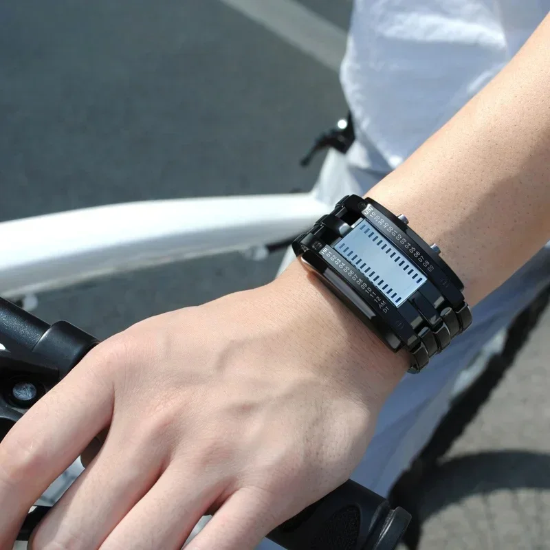 Korean-Style Trendy Led Iron Man Dual-Line Binary Fashion Student Couple Personalized Electronic Watch thumbnail 6