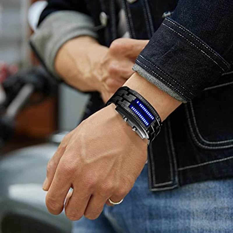 Korean-Style Trendy Led Iron Man Dual-Line Binary Fashion Student Couple Personalized Electronic Watch thumbnail 3