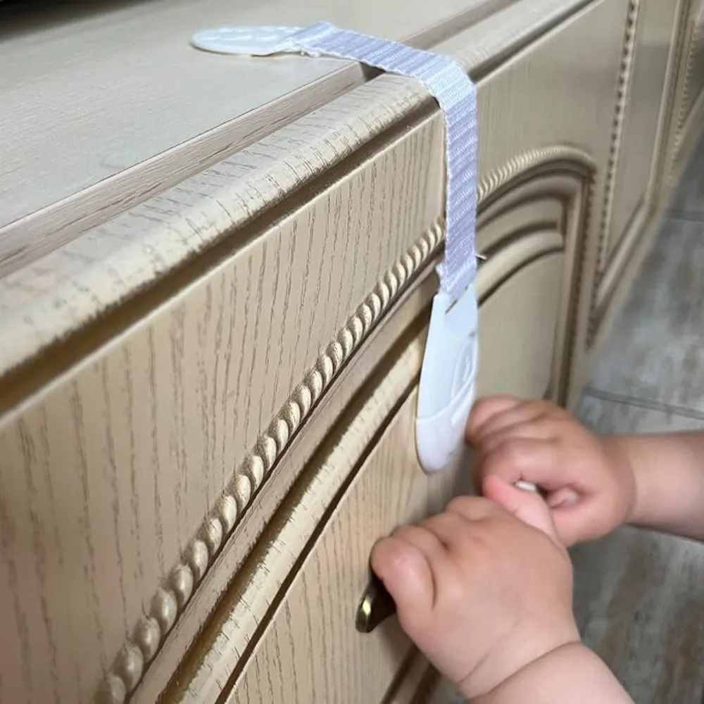 1-100Pcs Kids Safety Cabinet Lock Baby Proof Security Protector Cabinet Door Multi-Functional Ribbon Lock Buckle for Drawers thumbnail 2