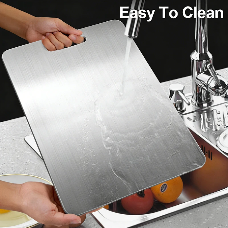 Titanium Cutting Boards for Kitchen Stainless Board 304 Steel Thickened Double Sided Food Grade Portable Fruit Meat Chopping