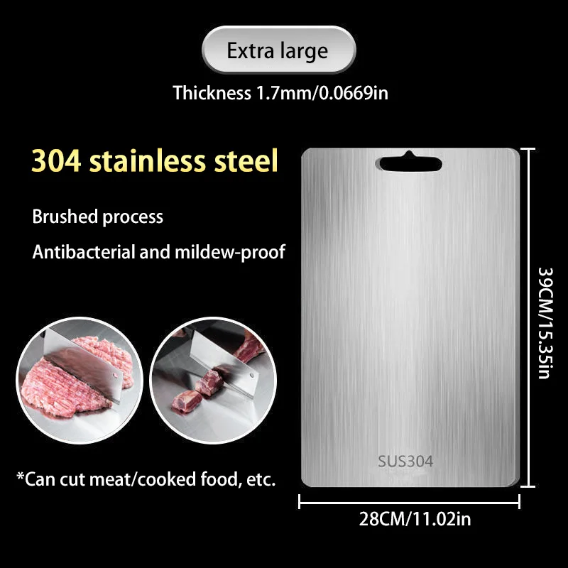 Titanium Cutting Boards for Kitchen Stainless Board 304 Steel Thickened Double Sided Food Grade Portable Fruit Meat Chopping thumbnail 6