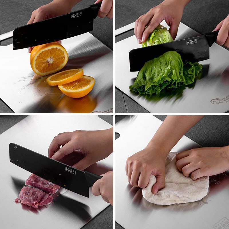 Titanium Cutting Boards for Kitchen Stainless Board 304 Steel Thickened Double Sided Food Grade Portable Fruit Meat Chopping thumbnail 5