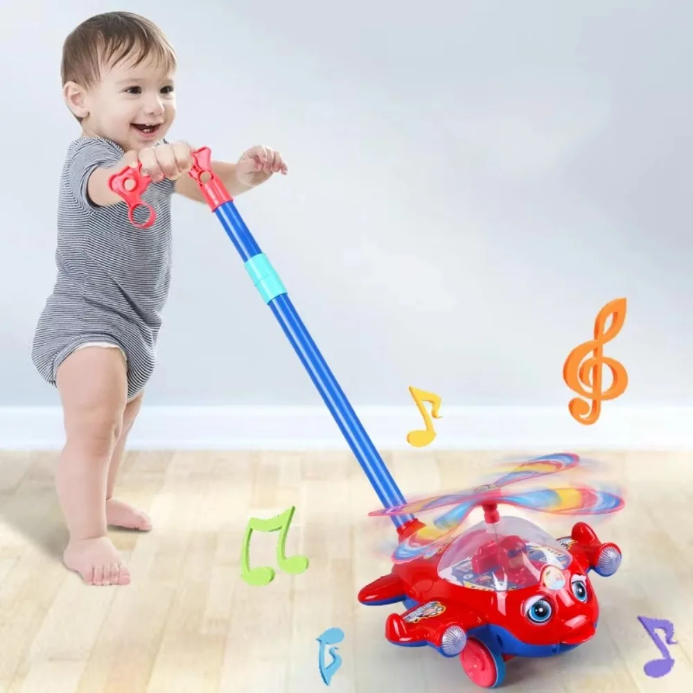 New Interactive Walker with Bell Gifts Children's Hand Push Airplane Detachable Toddler Walking Kindergarten Activities thumbnail 3