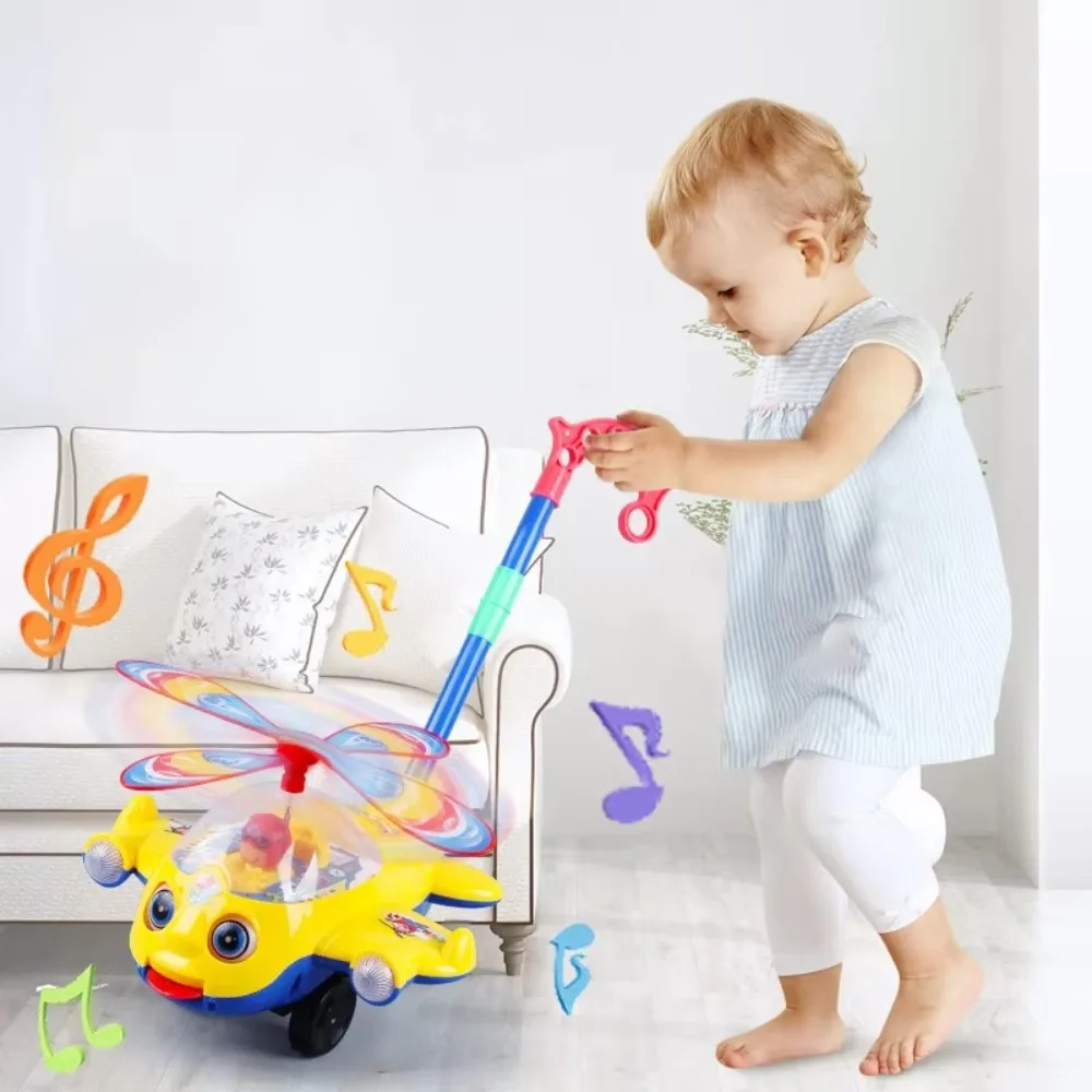 New Interactive Walker with Bell Gifts Children's Hand Push Airplane Detachable Toddler Walking Kindergarten Activities thumbnail 2