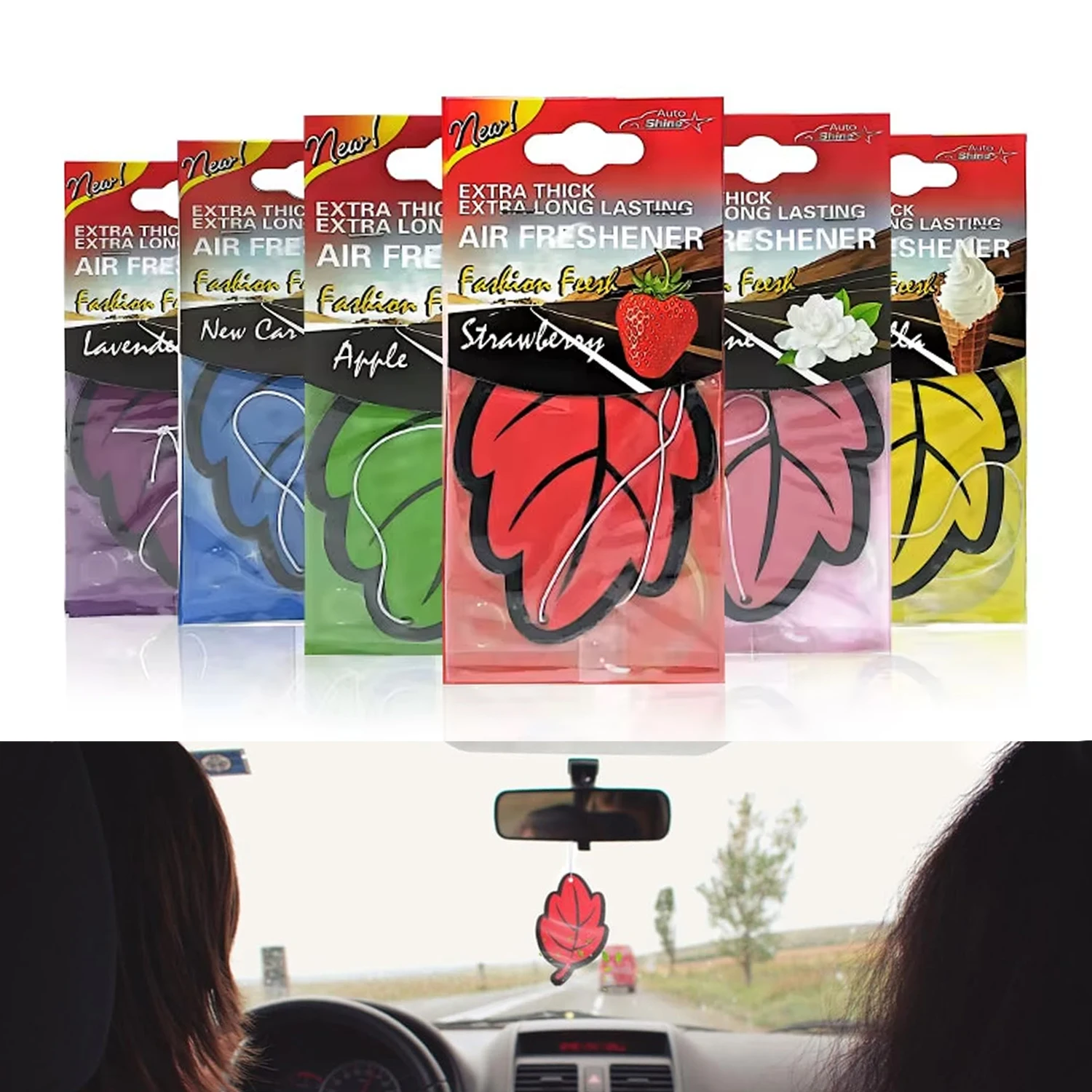 Car Air Freshener Hanging Perfume Odor Eliminator Long-Lasting Fragrance Leaf Paper Auto Aromatherapy Deodorant Supplies Gadgets