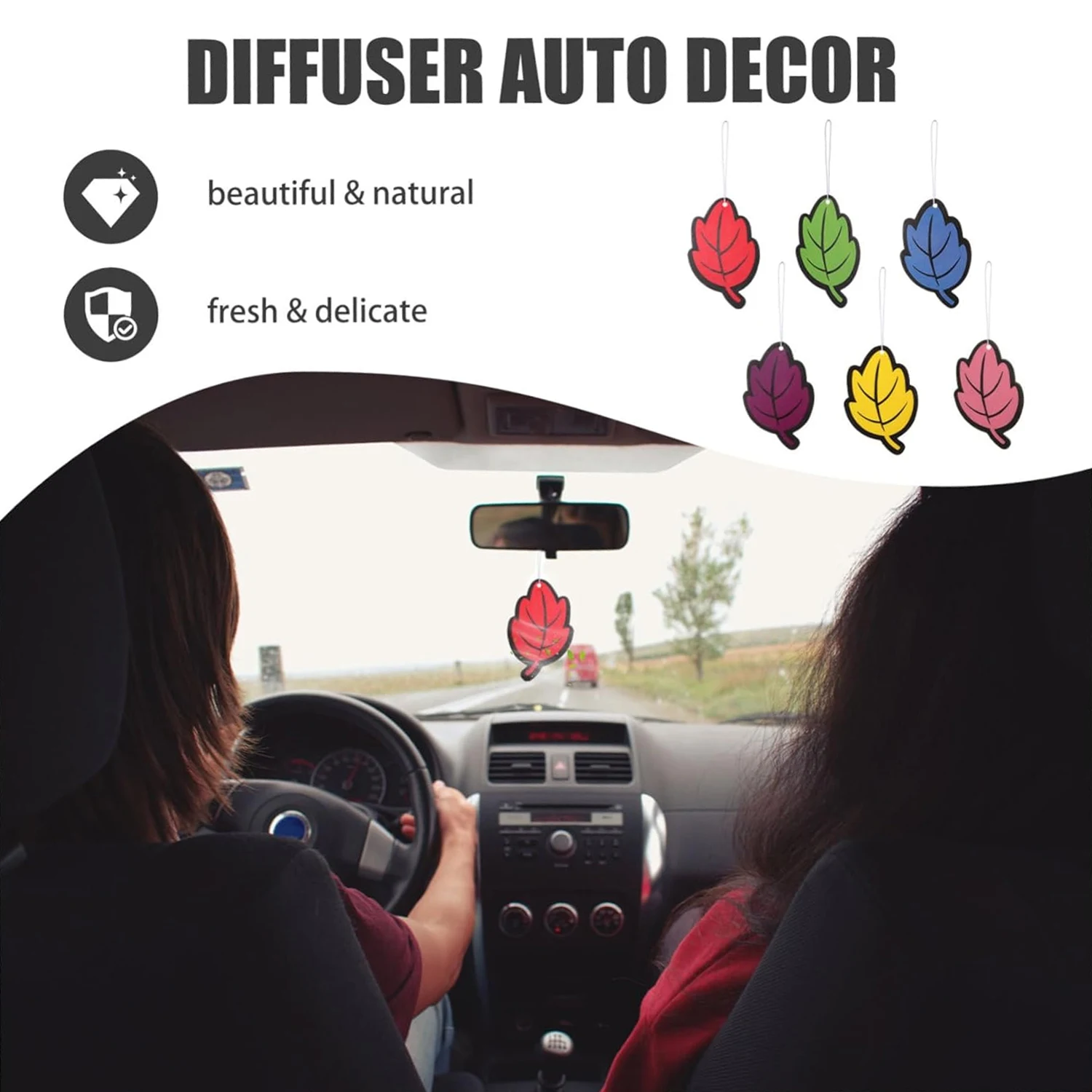 Car Air Freshener Hanging Perfume Odor Eliminator Long-Lasting Fragrance Leaf Paper Auto Aromatherapy Deodorant Supplies Gadgets thumbnail 2