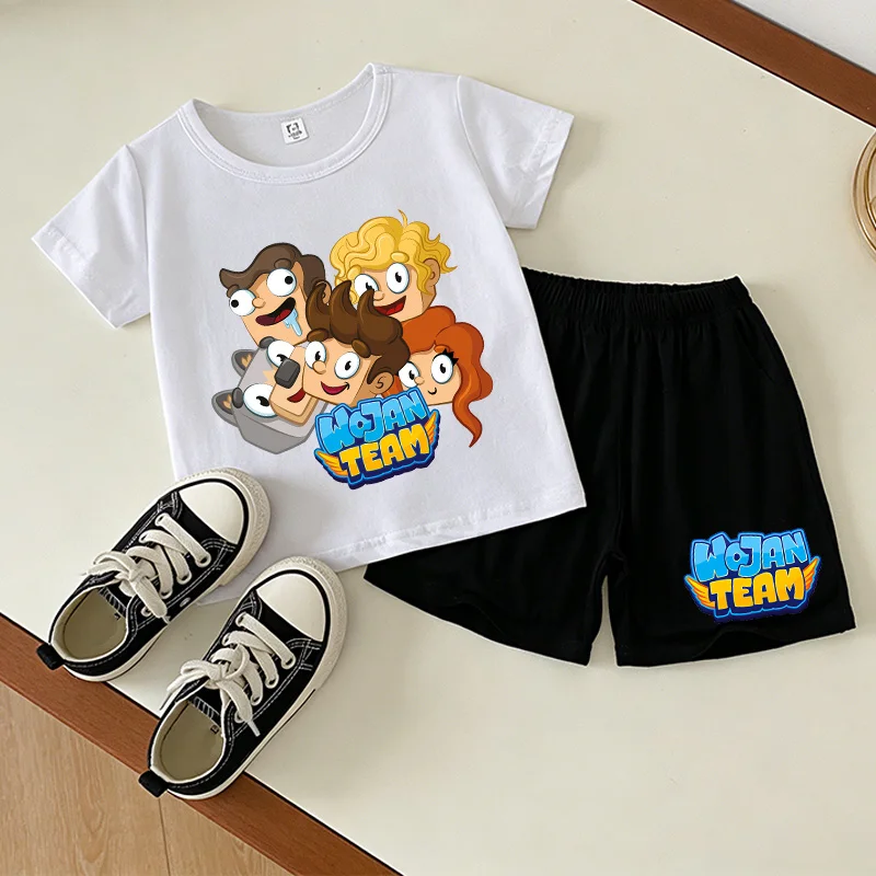 Wojans Team T-shirt Shorts Boys Girls Tee Pants 2pcs Set Summer Cartoon Printed Children Clothing Tops T-shirts Loungewear Gift