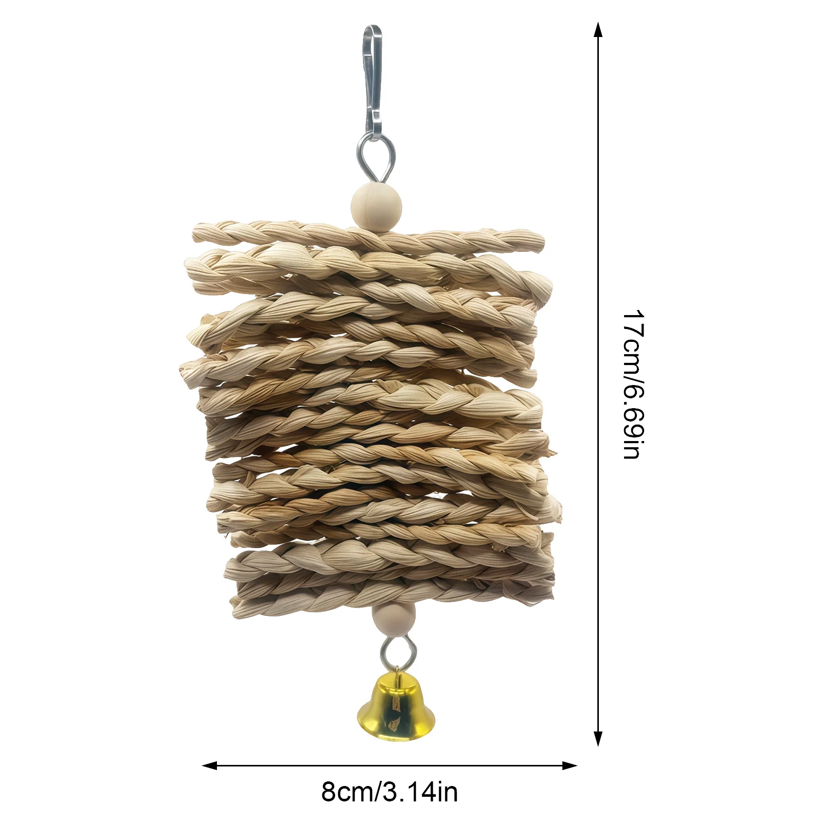 Parrot Chew Toys Natural Corn Husk Braided Teething Bell String Chewing Toys For Pet Birds Entertainment And Anxiety Relief thumbnail 6
